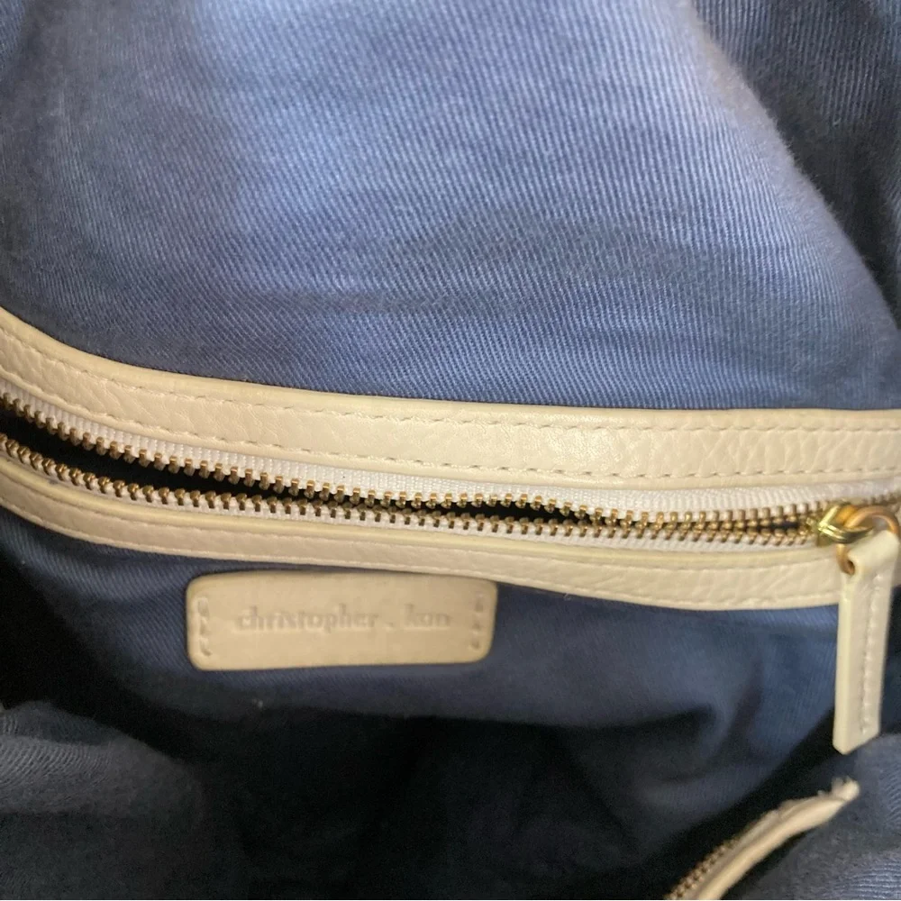 Christopher Kon large hobo Bag Boho Ivory Genuine pebbled leather Crossbody